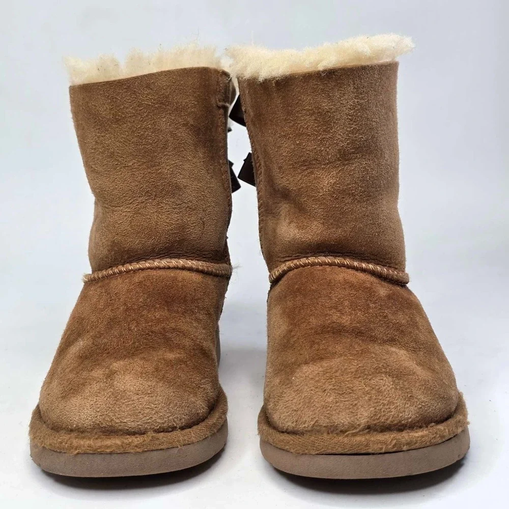 UGG Bailey Bow II Toddler Boots Size 12 Chestnut Brown Suede Sheepskin Shoes